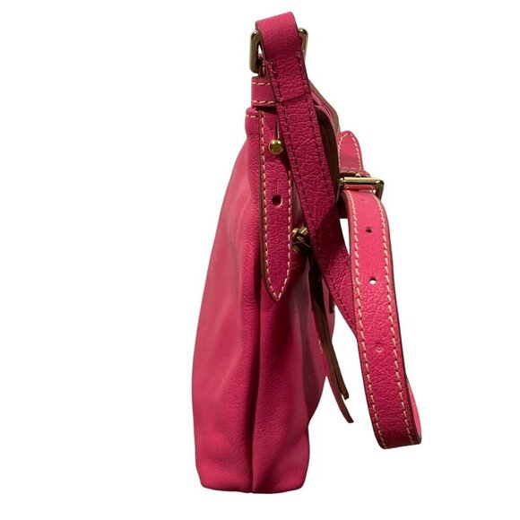 Dooney & Bourke Pink Leather shoulder Bag With Adjustable Strap & Front Zip Pock - Picture 4 of 14